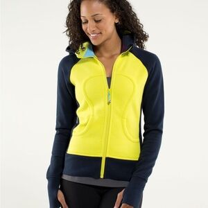 Lululemon Scuba Hoodie | Split Pea and Inkwell | Zip Up Thumbhole Sleeves